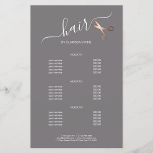 Elegant modern rose gold scissors hairstylist flyer