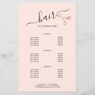 Elegant modern rose gold scissors hairstylist flyer