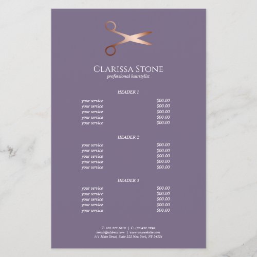 Elegant modern rose gold scissors hairstylist flyer