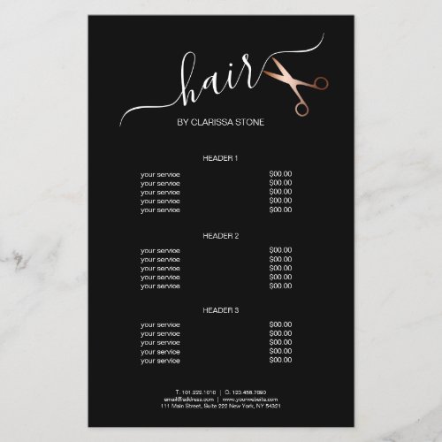 Elegant modern rose gold scissors hairstylist flyer