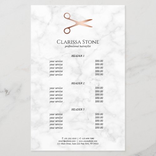 Elegant modern rose gold scissors hairstylist flyer