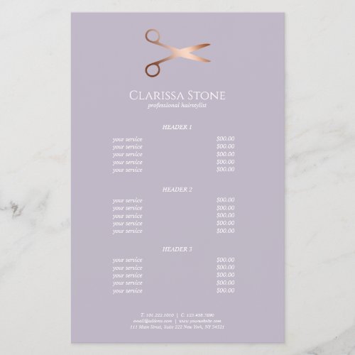 Elegant modern rose gold scissors hairstylist flyer