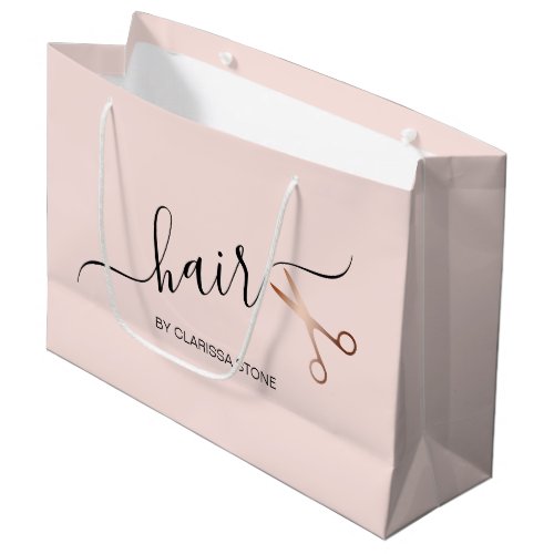 Elegant modern rose gold scissors hairstylist large gift bag