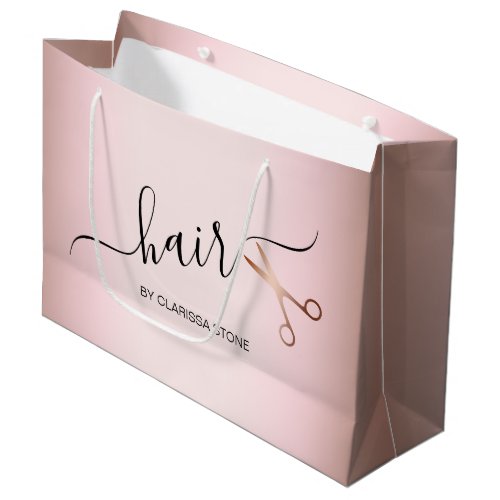 Elegant modern rose gold scissors hairstylist large gift bag