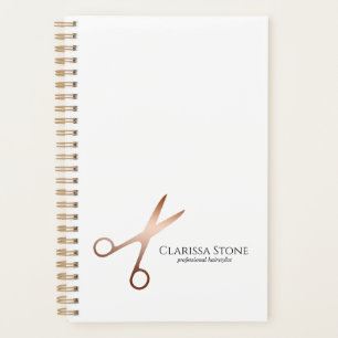 Elegant modern rose gold scissors hairstylist planner