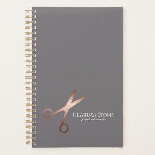 Elegant modern rose gold scissors hairstylist planner