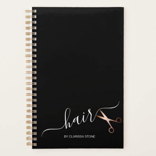 Elegant modern rose gold scissors hairstylist planner