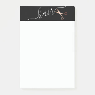 Elegant modern rose gold scissors hairstylist post-it notes