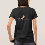 Elegant modern rose gold scissors hairstylist T-Shirt<br><div class="desc">Modern and elegant design for hairstylists with faux rose gold scissors and elegant calligraphy font.</div>