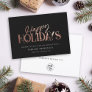 Elegant Modern Rose Gold Script Business Corporate Holiday Card