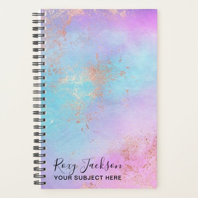 Elegant modern rose gold watercolor makeup artist planner (Front)