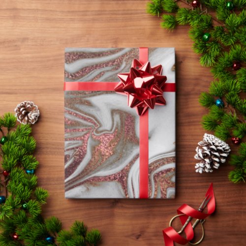 Elegant modern rose gold  white marble look wrapping paper