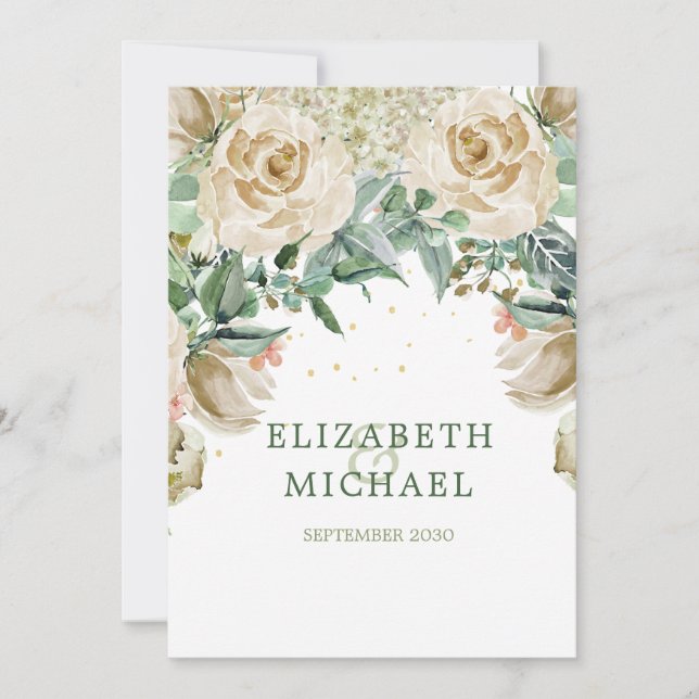 Elegant Modern Rose Jewish Wedding Chuppah Invitation (Front)