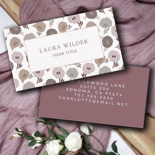 Elegant Modern Rose Taupe Floral Pattern  Business Card