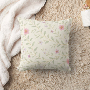 Elegant modern royal Green wildflower decorative Throw Pillow