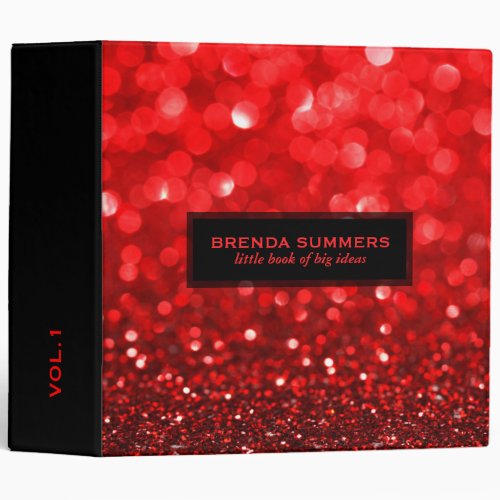 Elegant modern ruby_red bokeh glitter 3 ring binder