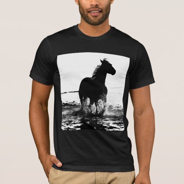 Elegant Modern Running Horse Pop Art Template T-Shirt (Front)
