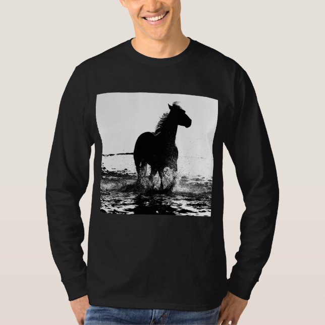 Elegant Modern Running Horse Pop Art Template T-Shirt (Front)