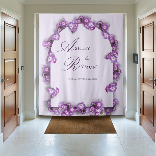 Elegant & Modern Rustic Purple Lilac Arch Florals Tapestry (Creator Uploaded)
