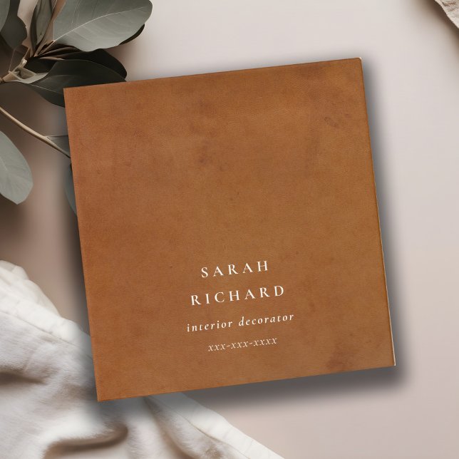 Elegant Modern Rustic Tan Leather Texture Custom 3 Ring Binder (Creator Uploaded)