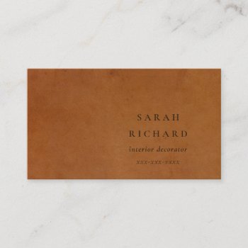 Elegant Modern Rustic Tan Leather Texture Custom Business Card by DearBrand at Zazzle