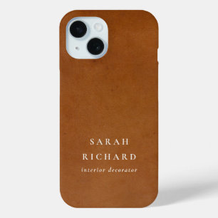 Elegant Modern Rustic Tan Leather Texture Custom iPhone 15 Case