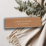 Elegant Modern Rustic Tan Leather Texture Custom Desk Name Plate<br><div class="desc">If you need any further customisation please feel free to message me on yellowfebstudio@gmail.com.</div>