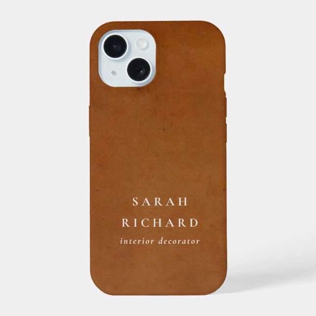 Elegant Modern Rustic Tan Leather Texture Custom Iphone Case (Back)