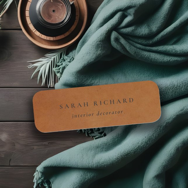 Elegant Modern Rustic Tan Leather Texture Custom Name Tag (Creator Uploaded)