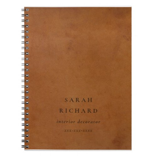 Elegant Modern Rustic Tan Leather Texture Custom Notebook