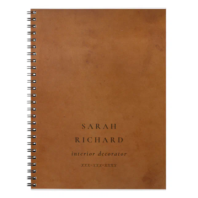 Rustic Notebook Large Elegant Modern Rustic Tan Leather Texture Custom Notebook | Zazzle