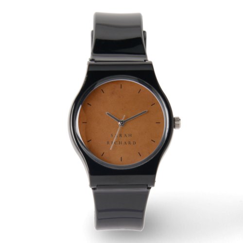 Elegant Modern Rustic Tan Leather Texture Custom Watch