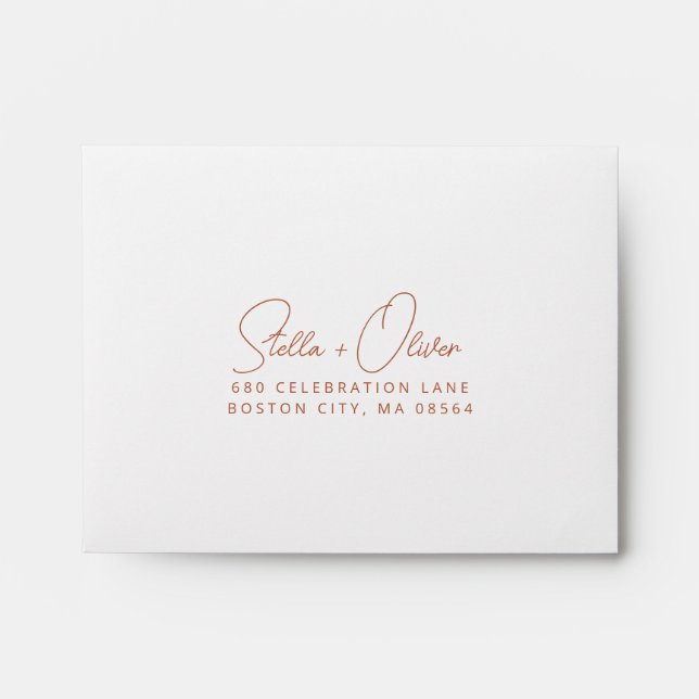 Elegant Modern Rustic Terracotta Wedding RSVP Envelope (Front)