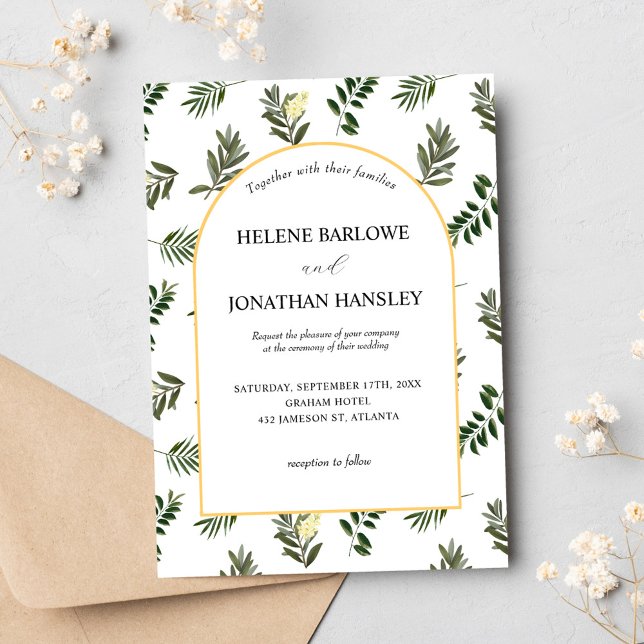 Elegant Modern Rustic Watercolor Botanical Wedding Invitation (Elegant Modern Rustic Watercolor Botanical Wedding Invitation)