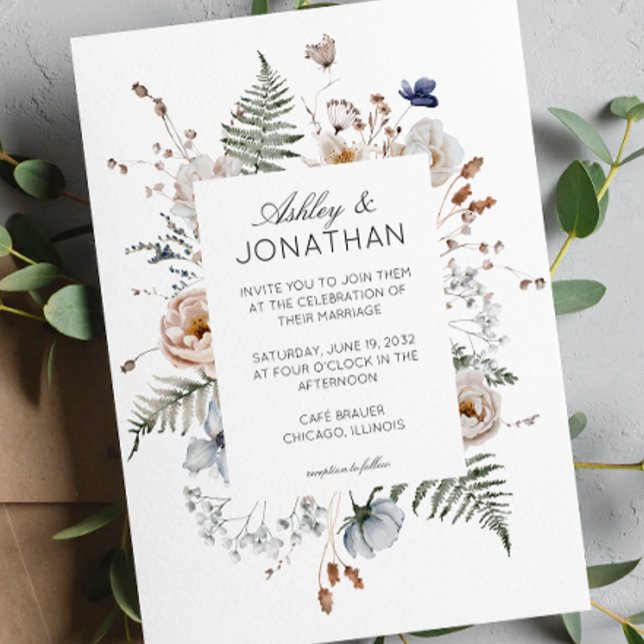 Elegant Modern Rustic Wildflower Wedding Invitation (Creator Uploaded)