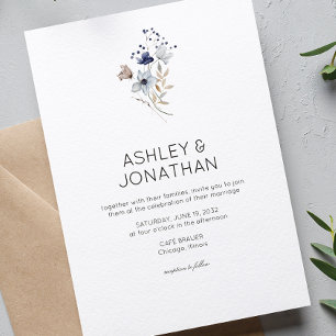 Elegant Modern Rustic Wildflower Wedding Invitation