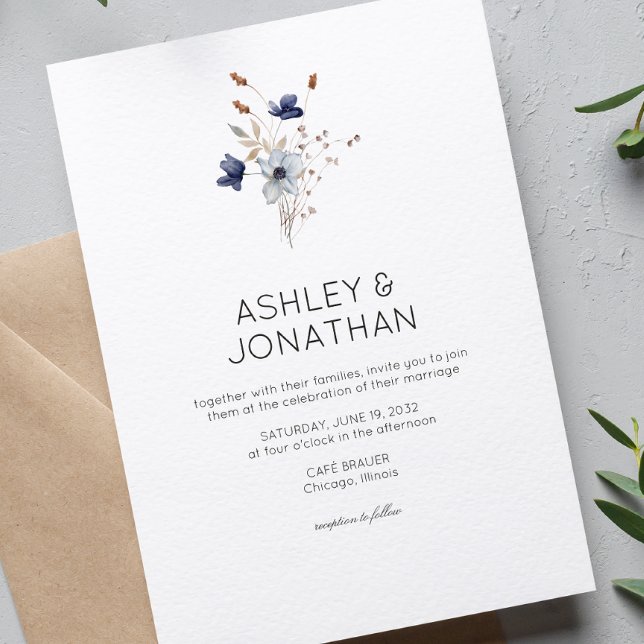 Elegant Modern Rustic Wildflower Wedding Invitation (Creator Uploaded)