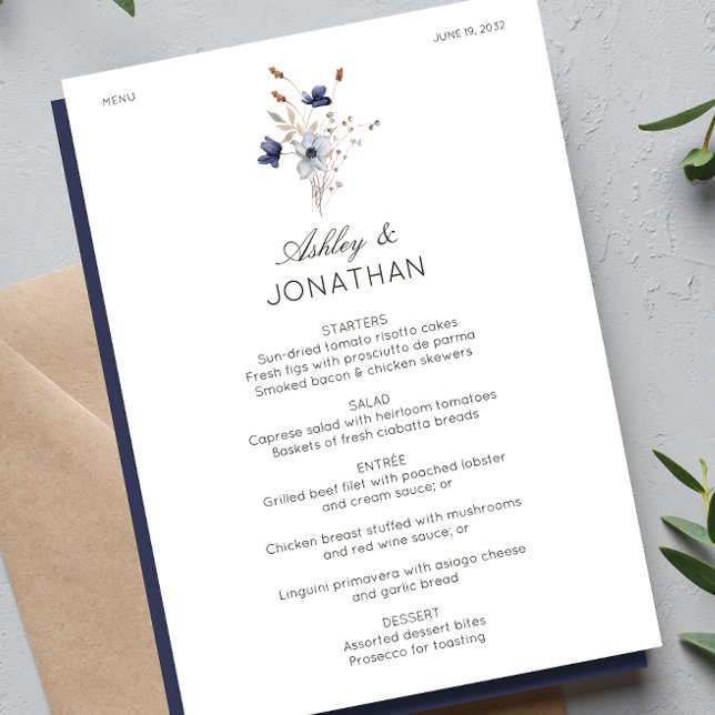 Elegant Modern Rustic Wildflower Wedding Menu (Creator Uploaded)