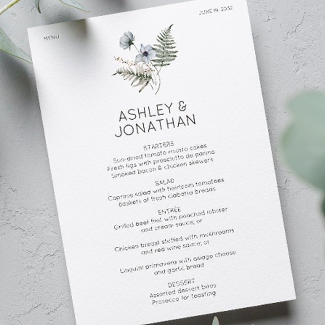 Elegant Modern Rustic Wildflower Wedding Menu (Creator Uploaded)
