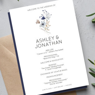 Elegant Modern Rustic Wildflower Wedding Program