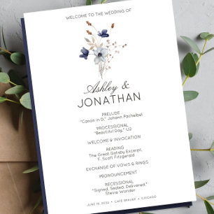 Elegant Modern Rustic Wildflower Wedding Program