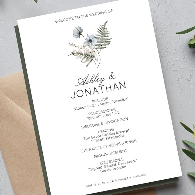 Elegant Modern Rustic Wildflower Wedding Program (Creator Uploaded)