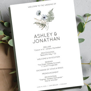 Elegant Modern Rustic Wildflower Wedding Program