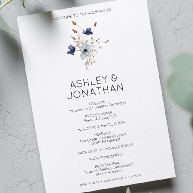 Elegant Modern Rustic Wildflower Wedding Program (Creator Uploaded)
