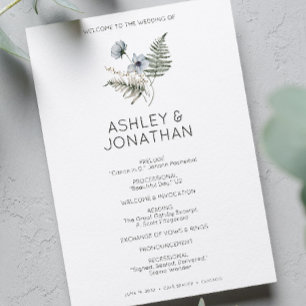 Elegant Modern Rustic Wildflower Wedding Program