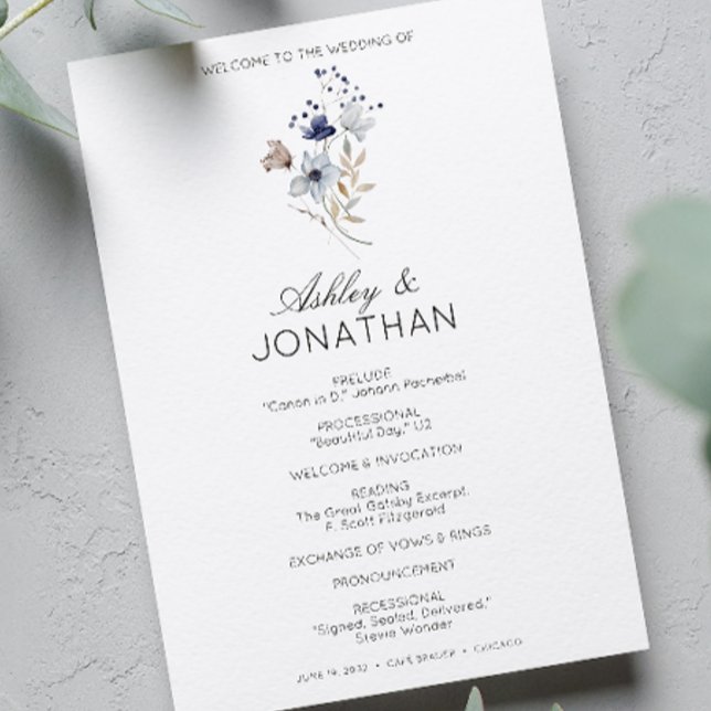 Elegant Modern Rustic Wildflower Wedding Program (Creator Uploaded)