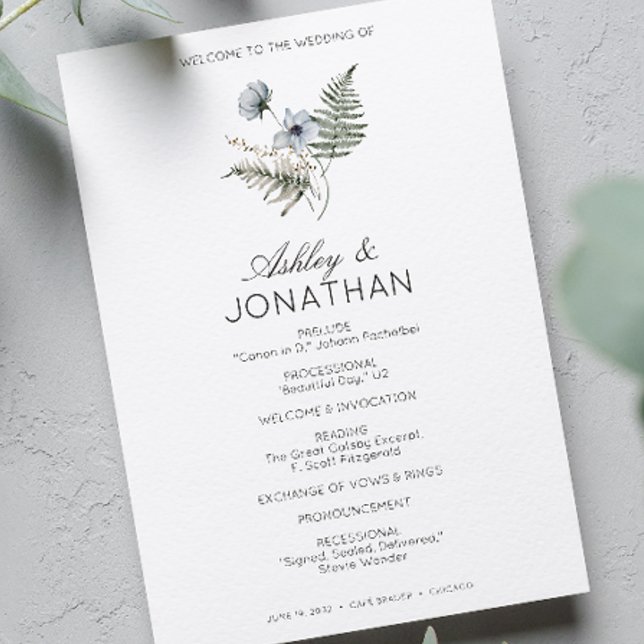 Elegant Modern Rustic Wildflower Wedding Program (Creator Uploaded)