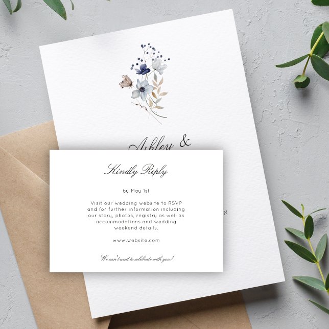 Elegant Modern Rustic Wildflower Wedding RSVP Card (Creator Uploaded)