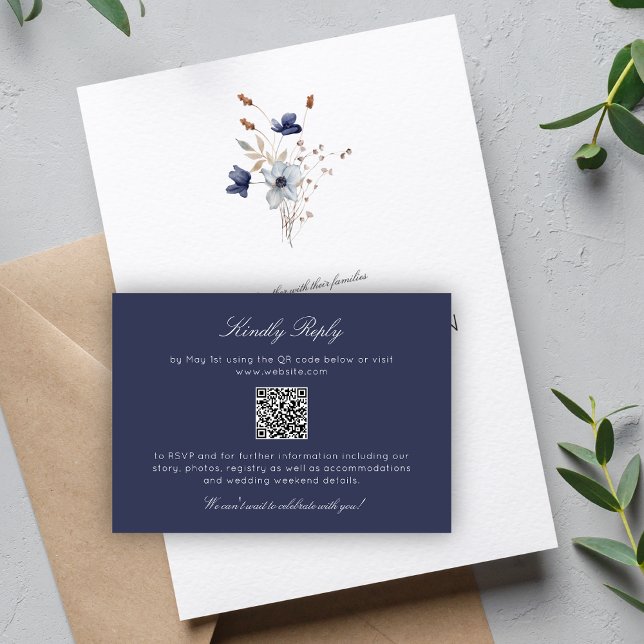 Elegant Modern Rustic Wildflower Wedding RSVP Card (Creator Uploaded)