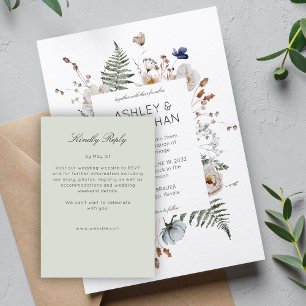 Elegant Modern Rustic Wildflower Wedding RSVP Card